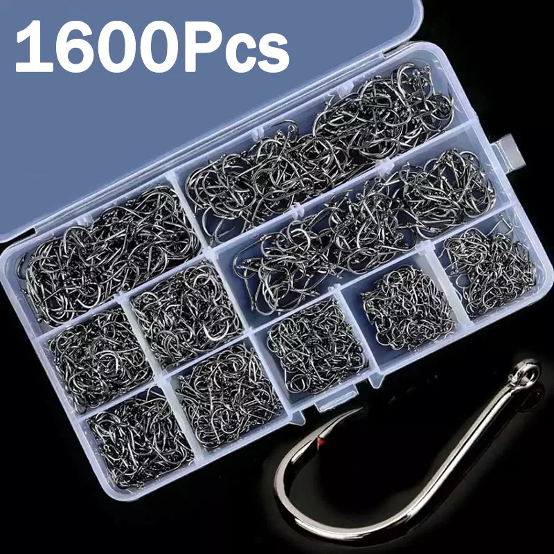 Fishing Hook Barbless - 50-1600Pcs/Kotak Kail Pancing Baja Karbon Kuat